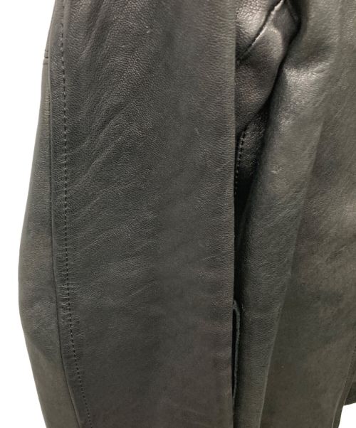 BED J.W. FORD（ベッドフォード）BED J.W. FORD (ベッドフォード) カラーレス鹿革シングルライダースジャケット ブラックの古着・服飾アイテム