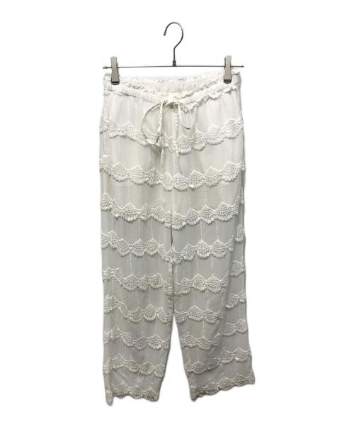 crinkle crinkle crinkle（クリンクル クリンクル クリンクル）crinkle crinkle crinkle (クリンクル クリンクル クリンクル) 3D embroidery easy pant ホワイト サイズ:FREEの古着・服飾アイテム