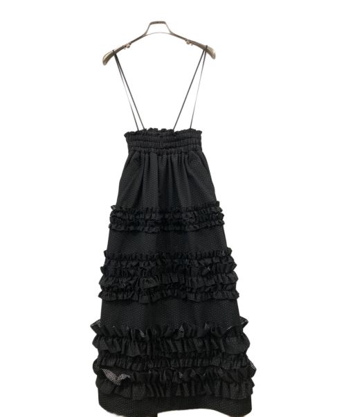 holiday（ホリデー）HOLIDAY (ホリデー) RUFFLE STRAP DRESS ブラック×ホワイト サイズ:ONE SIZEの古着・服飾アイテム
