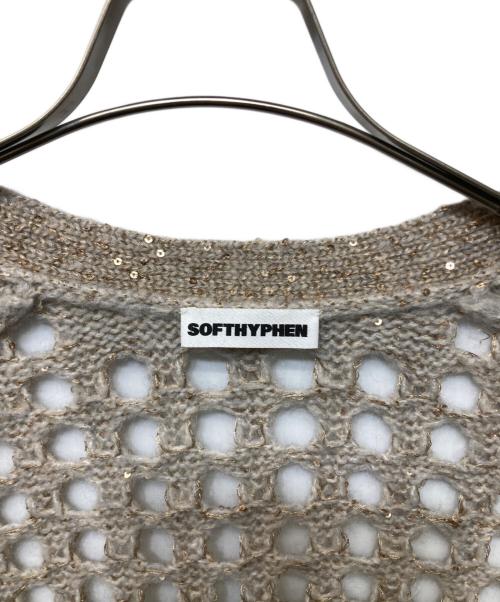 SOFTHYPHEN（ソフトハイフン）SOFTHYPHEN (ソフトハイフン) SPANGLE CROCHET KNIT CARDIGAN ベージュ サイズ:03の古着・服飾アイテム