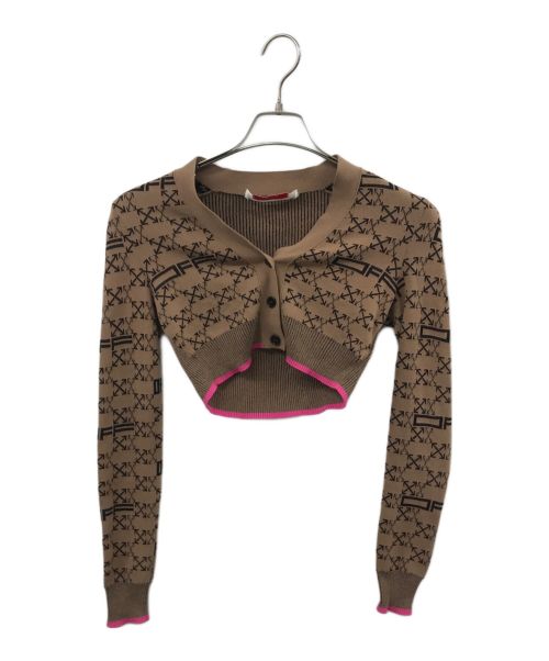 OFFWHITE（オフホワイト）OFFWHITE (オフホワイト) モノグラム クロップド カーディガン ベージュ サイズ:Sの古着・服飾アイテム