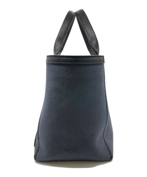 Valextra（ヴァレクストラ）Valextra (ヴァレクストラ) ショッピングバッグ ミニ キャンバス ネイビーの古着・服飾アイテム