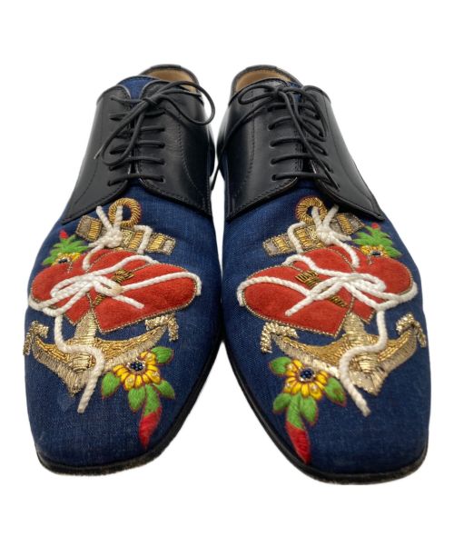 Christian Louboutin（クリスチャン・ルブタン）Christian Louboutin (クリスチャン・ルブタン) 刺繍ドレスシューズ ネイビー サイズ:40の古着・服飾アイテム