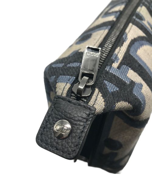 Dior（ディオール）DIOR (ディオール) オブリーク ポーチ ベージュ×ブラックの古着・服飾アイテム