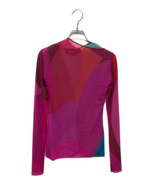 paula canovas del vas（パウラ カノバス デル ヴァス）PAULA CANOVAS DEL VAS (パウラ カノバス デル ヴァス) リバーシブルパワーネットカットソー ピンク×グリーン サイズ:Sの古着・服飾アイテム