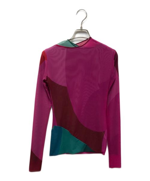 paula canovas del vas（パウラ カノバス デル ヴァス）PAULA CANOVAS DEL VAS (パウラ カノバス デル ヴァス) リバーシブルパワーネットカットソー ピンク×グリーン サイズ:Sの古着・服飾アイテム