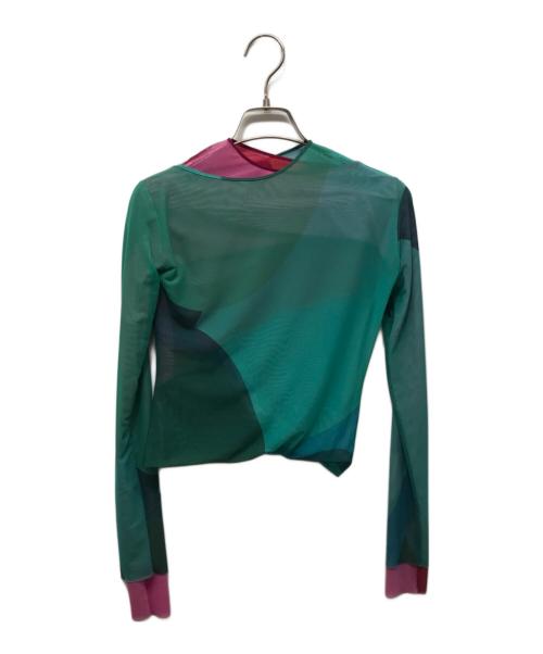 paula canovas del vas（パウラ カノバス デル ヴァス）PAULA CANOVAS DEL VAS (パウラ カノバス デル ヴァス) リバーシブルパワーネットカットソー ピンク×グリーン サイズ:Sの古着・服飾アイテム