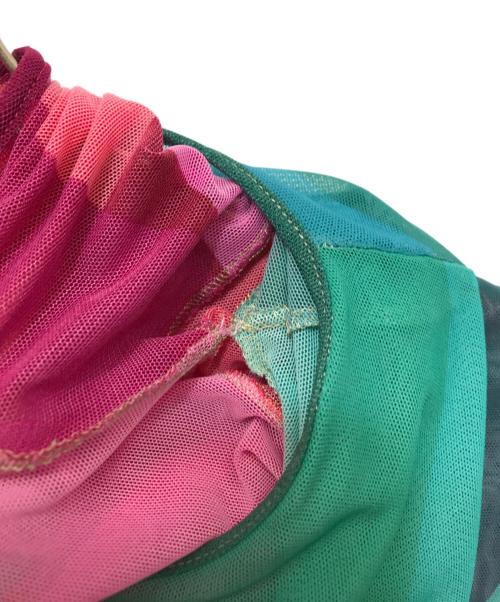 paula canovas del vas（パウラ カノバス デル ヴァス）PAULA CANOVAS DEL VAS (パウラ カノバス デル ヴァス) リバーシブルパワーネットカットソー ピンク×グリーン サイズ:Sの古着・服飾アイテム