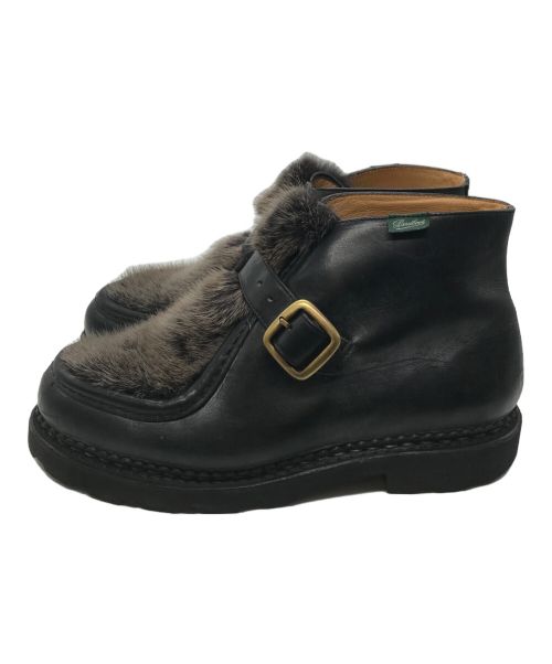 PARABOOT（パラブーツ）PARABOOT (パラブーツ) International Gallery BEAMS (インターナショナルギャラリービームス)) 別注 MILLY BRIDE ミンクファー モンクストラップシューズ ブラック サイズ:R41の古着・服飾アイテム