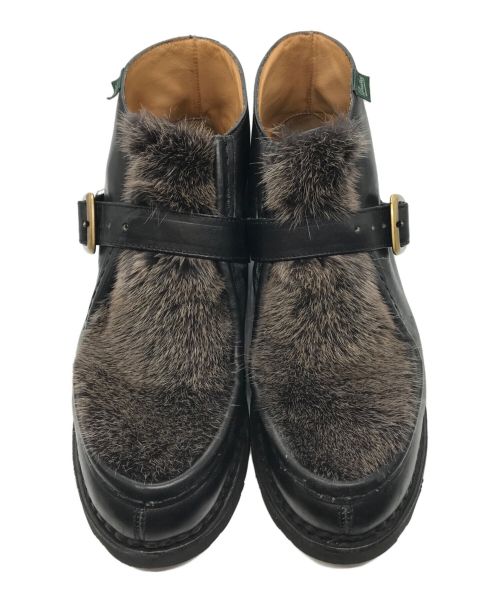 PARABOOT（パラブーツ）PARABOOT (パラブーツ) International Gallery BEAMS (インターナショナルギャラリービームス)) 別注 MILLY BRIDE ミンクファー モンクストラップシューズ ブラック サイズ:R41の古着・服飾アイテム