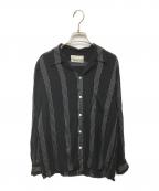WACKO MARIAワコマリア）の古着「ストライプオープンカラーシャツ」｜ブラック