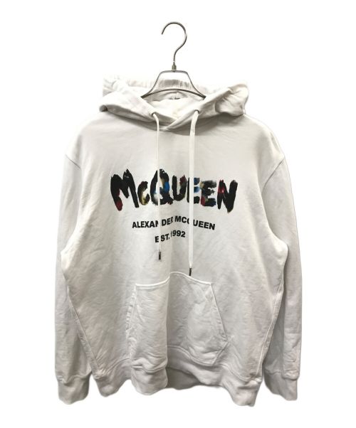 ALEXANDER McQUEEN（アレキサンダーマックイーン）ALEXANDER McQUEEN (アレキサンダーマックイーン) グラフィックプリントコットンフーディー ホワイト サイズ:XLの古着・服飾アイテム