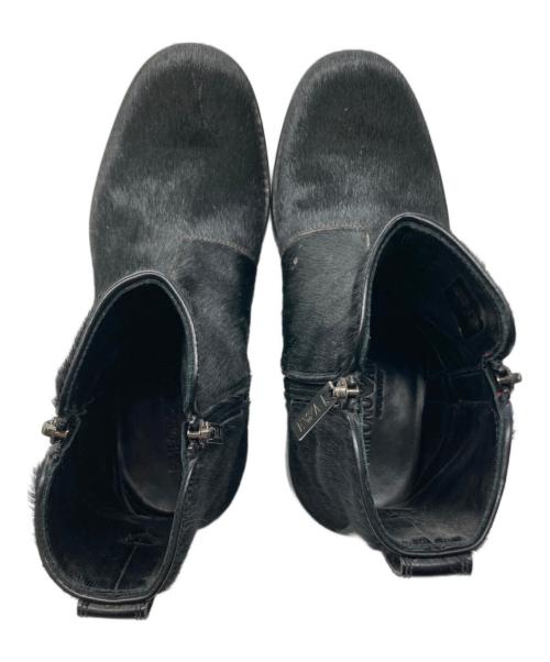 EMPORIO ARMANI（エンポリオアルマーニ）EMPORIO ARMANI (エンポリオアルマーニ) ハラコサイドジップブーツ ブラック サイズ:6の古着・服飾アイテム