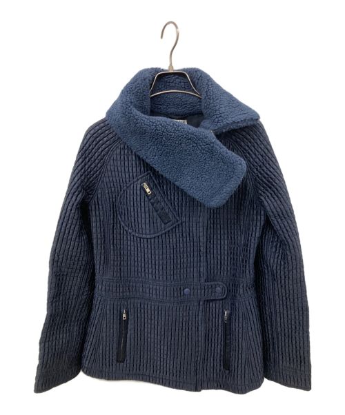 MIU MIU（ミュウミュウ）MIU MIU (ミュウミュウ) キルティングネックボアジャケット ネイビー サイズ:40の古着・服飾アイテム
