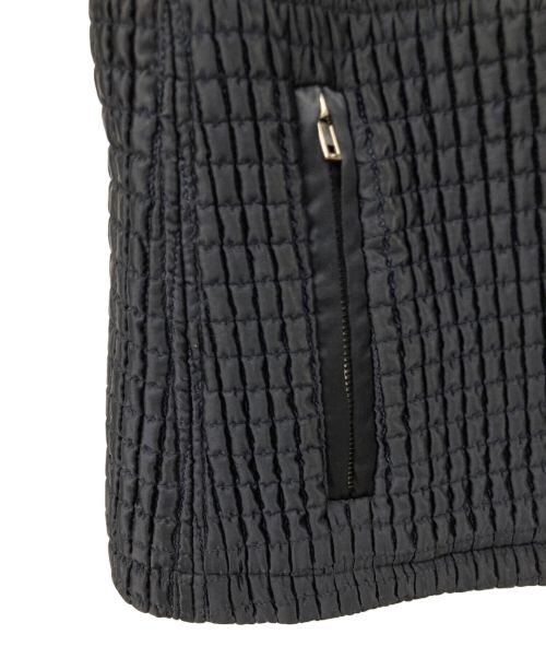 MIU MIU（ミュウミュウ）MIU MIU (ミュウミュウ) キルティングネックボアジャケット ネイビー サイズ:40の古着・服飾アイテム