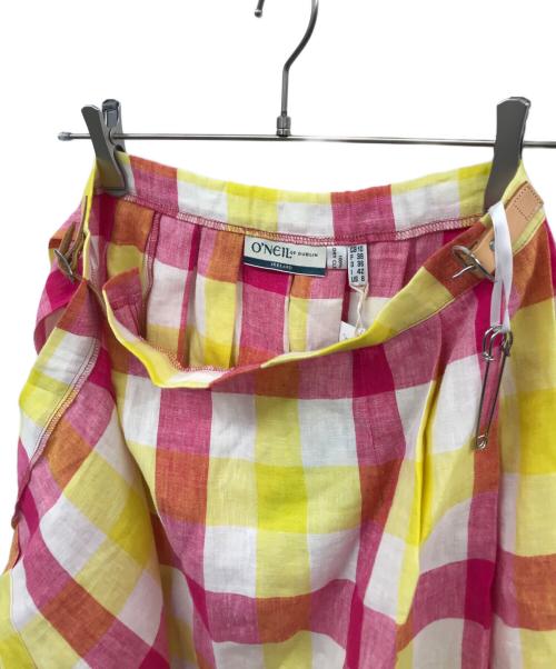 O'NEIL OF DUBLIN（オニールオブダブリン）O'NEIL OF DUBLIN (オニールオブダブリン) リエンチェックキルトスカート イエロー×ピンク サイズ:10の古着・服飾アイテム