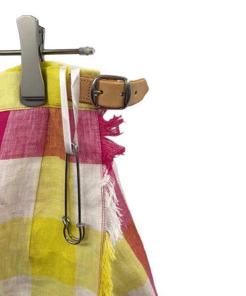 O'NEIL OF DUBLIN（オニールオブダブリン）O'NEIL OF DUBLIN (オニールオブダブリン) リエンチェックキルトスカート イエロー×ピンク サイズ:10の古着・服飾アイテム