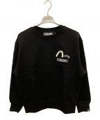 EVISUエヴィス）の古着「マルチグラフィックスプリントのリラックスフィットスウェットシャツ」｜ブラック