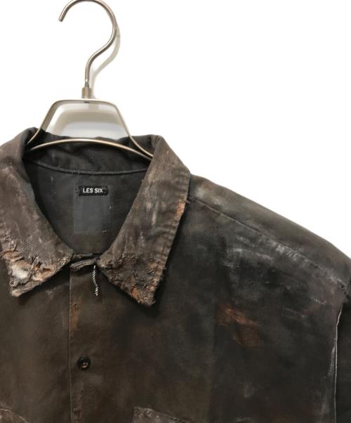 LES SIX（レ シス）LES SIX (レス シス) BOMB デトロイト加工シャツ ブラウン サイズ:不明の古着・服飾アイテム