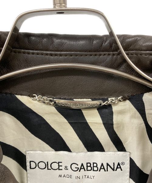 DOLCE & GABBANA（ドルチェ＆ガッバーナ）DOLCE & GABBANA (ドルチェ＆ガッバーナ) キルティングレザージャケット ブラウン サイズ:46の古着・服飾アイテム