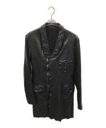 Yohji Yamamoto pour homme×ISAMU KATAYAMA BACKLASH（ヨウジヤマモト プールオム×イサムカタヤマ・バックラッシュ）の古着「レザーライダースロングコート」｜ブラック