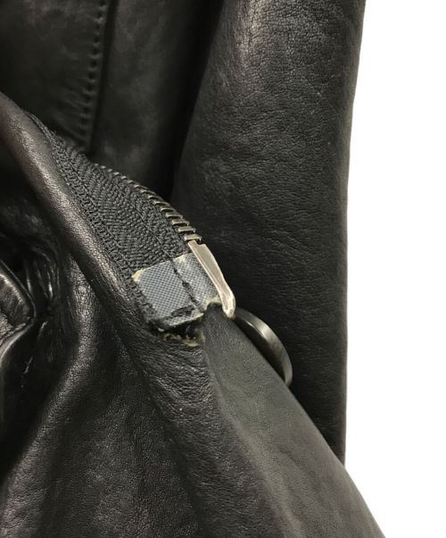 Yohji Yamamoto pour homme（ヨウジヤマモト プールオム）Yohji Yamamoto pour homme (ヨウジヤマモト プールオム) ISAMU KATAYAMA BACKLASH (イサムカタヤマ・バックラッシュ) レザーライダースロングコート ブラック サイズ:2の古着・服飾アイテム