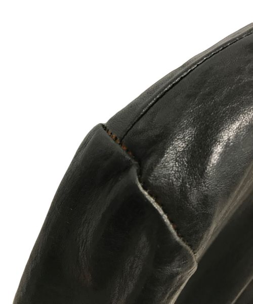 Yohji Yamamoto pour homme（ヨウジヤマモト プールオム）Yohji Yamamoto pour homme (ヨウジヤマモト プールオム) ISAMU KATAYAMA BACKLASH (イサムカタヤマ・バックラッシュ) レザーライダースロングコート ブラック サイズ:2の古着・服飾アイテム