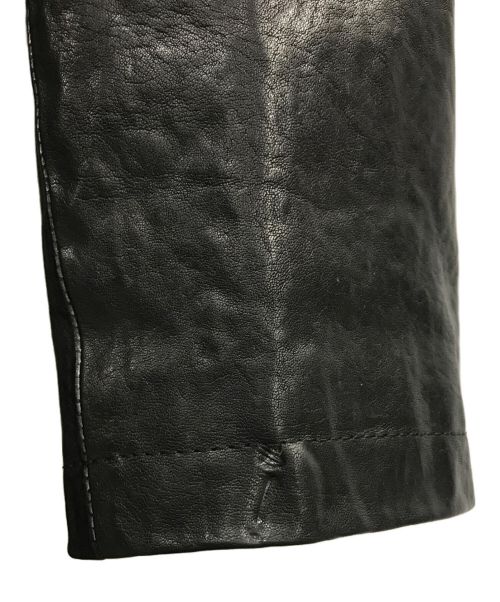 Yohji Yamamoto pour homme（ヨウジヤマモト プールオム）Yohji Yamamoto pour homme (ヨウジヤマモト プールオム) ISAMU KATAYAMA BACKLASH (イサムカタヤマ・バックラッシュ) レザーライダースロングコート ブラック サイズ:2の古着・服飾アイテム