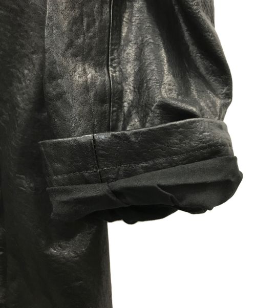 Yohji Yamamoto pour homme（ヨウジヤマモト プールオム）Yohji Yamamoto pour homme (ヨウジヤマモト プールオム) ISAMU KATAYAMA BACKLASH (イサムカタヤマ・バックラッシュ) レザーライダースロングコート ブラック サイズ:2の古着・服飾アイテム