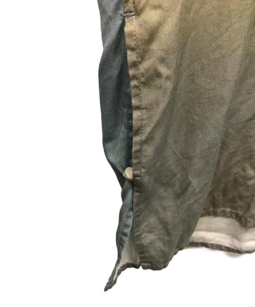 YOKE（ヨーク）YOKE (ヨーク) PRINTED OPEN COLLAR SHIRT ブルー×ブラウン サイズ:2の古着・服飾アイテム