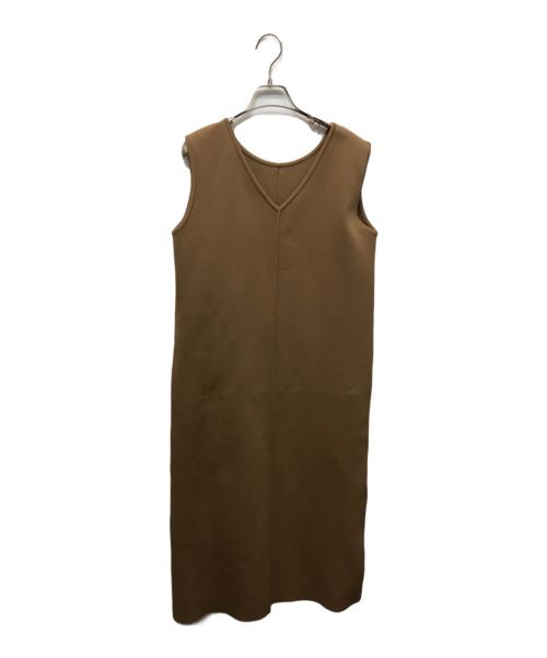 BARNEYS NEWYORK（バーニーズ・ニューヨーク）BARNEYS NEWYORK (バーニーズ・ニューヨーク) ノースリーブVネックドレス ブラウン サイズ:FREEの古着・服飾アイテム
