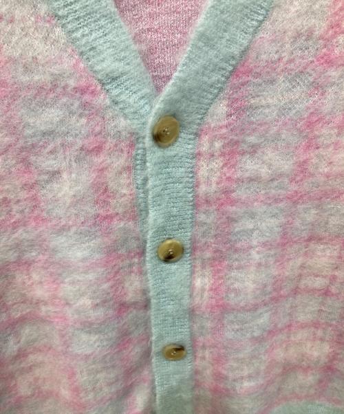 jieda（ジエダ）Jieda (ジエダ) MOHAIR CHECKED CARDIGAN ピンク×ブルー サイズ:Mの古着・服飾アイテム