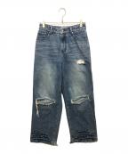 SOURPLUMサワープラム）の古着「cat whisker torn jeans」｜ブルー