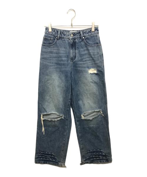 SOURPLUM（サワープラム）SOURPLUM (サワープラム) cat whisker torn jeans ブルー サイズ:XSの古着・服飾アイテム