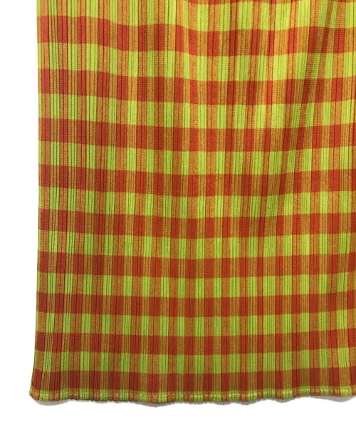 PLEATS PLEASE（プリーツプリーズ）PLEATS PLEASE (プリーツプリーズ) チェックプリーツスカート グリーン×オレンジ サイズ:2の古着・服飾アイテム