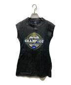 PROTO TYPESプロトタイプス）の古着「COATED PRINT MINI DRESS」｜ブラック