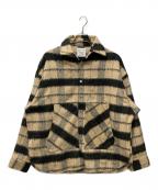 DANKE SCHONダンケ シェーン）の古着「BLINDHOOK SHAGGY SHIRTS」｜ベージュ×ブラック