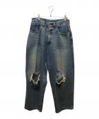 WHITELANDホワイトランド）の古着「DAMEGE WIDE DENIM」｜ブルー