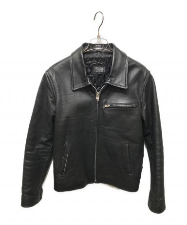 HORN WORKS シングルライダース 本革 5L 【大きいサイズ・中古品】 Horn Works 本革 襟付きシングルライダースジャケット メンズ ホーン
