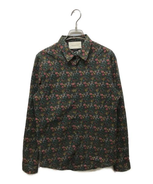 GUCCI（グッチ）GUCCI (グッチ) L/S 花柄シャツ カーキ×ブラック サイズ:SIZE 38/15の古着・服飾アイテム
