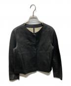 THE CLASSE DoCLASSEザクラス ドゥクラッセ）の古着「ラムナッパレザー・ノーカラージャケット」｜ブラック×ベージュ
