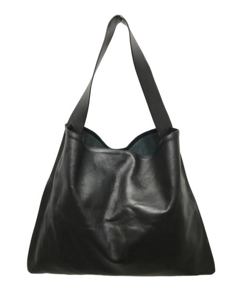 JIL SANDER（ジルサンダー）JIL SANDER (ジルサンダー) BORDER HOBO レザートートバッグ ブラックの古着・服飾アイテム