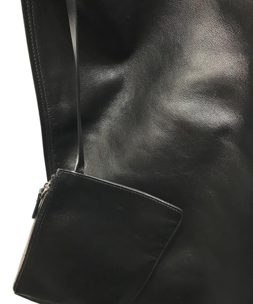 JIL SANDER（ジルサンダー）JIL SANDER (ジルサンダー) BORDER HOBO レザートートバッグ ブラックの古着・服飾アイテム
