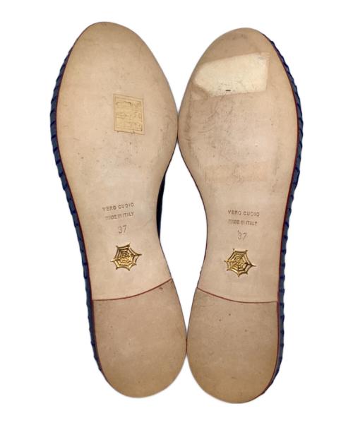 charlotte olympia（シャーロットオリンピア）Charlotte Olympia (シャーロットオリンピア) ベルベットフラットシューズ ネイビー サイズ:37の古着・服飾アイテム