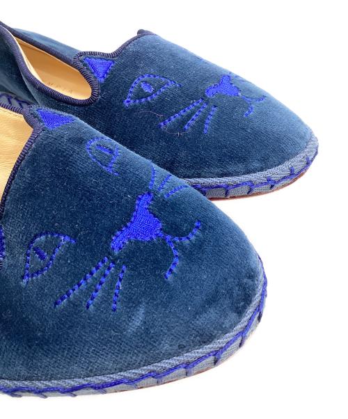 charlotte olympia（シャーロットオリンピア）Charlotte Olympia (シャーロットオリンピア) ベルベットフラットシューズ ネイビー サイズ:37の古着・服飾アイテム