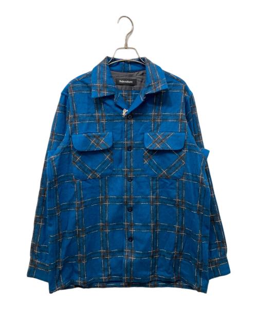 Subculture（サブカルチャー）Subculture (サブカルチャー) チェックオープンカラーシャツ ブルー サイズ:2の古着・服飾アイテム