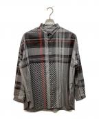 ALMOSTBLACKオールモストブラック）の古着「チェックシャツ」｜グレー