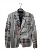 ALMOSTBLACKオールモストブラック）の古着「チェックテーラードジャケット」｜グレー