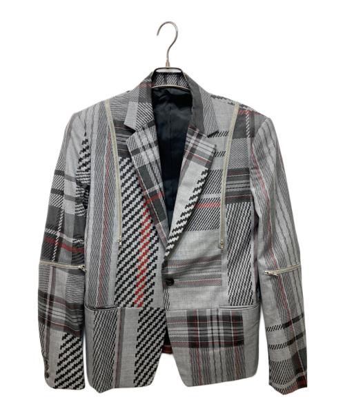 ALMOSTBLACK（オールモストブラック）ALMOSTBLACK (オールモストブラック) チェックテーラードジャケット グレー サイズ:1の古着・服飾アイテム