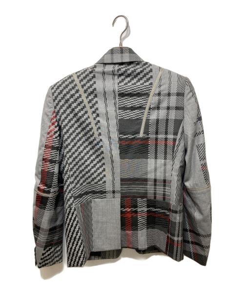 ALMOSTBLACK（オールモストブラック）ALMOSTBLACK (オールモストブラック) チェックテーラードジャケット グレー サイズ:1の古着・服飾アイテム